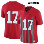 Women's NCAA Ohio State Buckeyes Alex Williams #17 College Stitched Elite No Name Authentic Nike Red Football Jersey SN20R08NQ